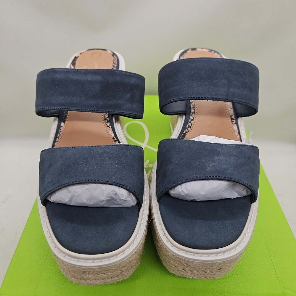 New SAM EDELMAN Luca Marina Leather Wedge Platform Sandals Womens Size 8M $140